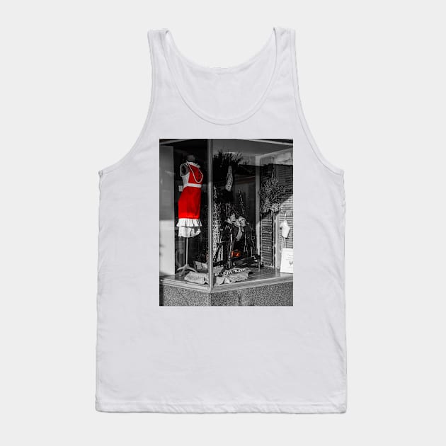 Red Dress in Window Tank Top by Rodwilliams